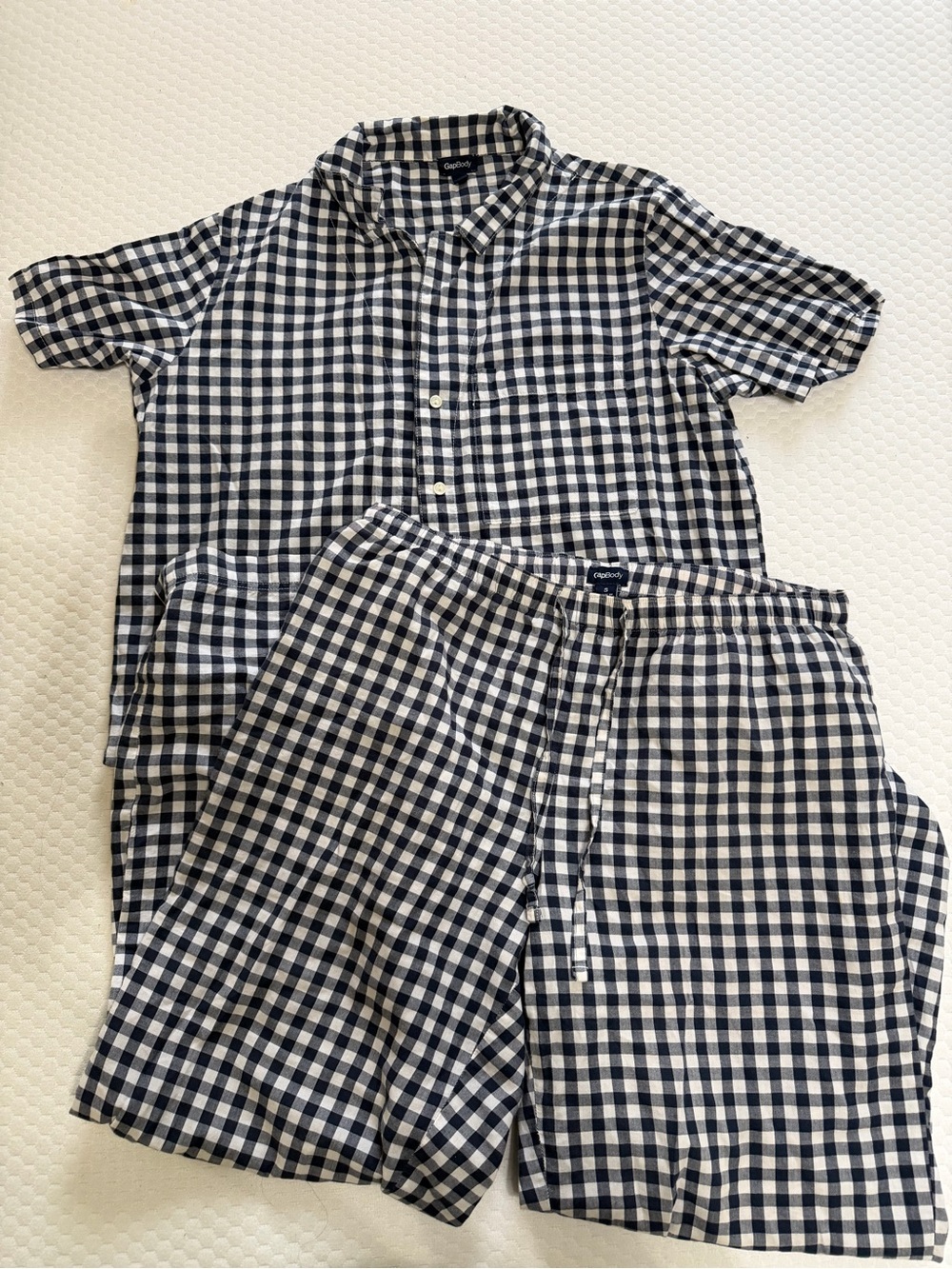 Gymboree Navy and White Gingham Short Sleeve Pajama Set